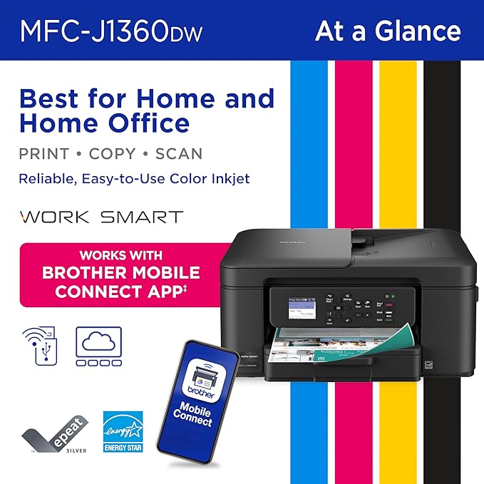 Brother Work Smart 1360 Wireless Color Inkjet All-in-One Printer - Image 3