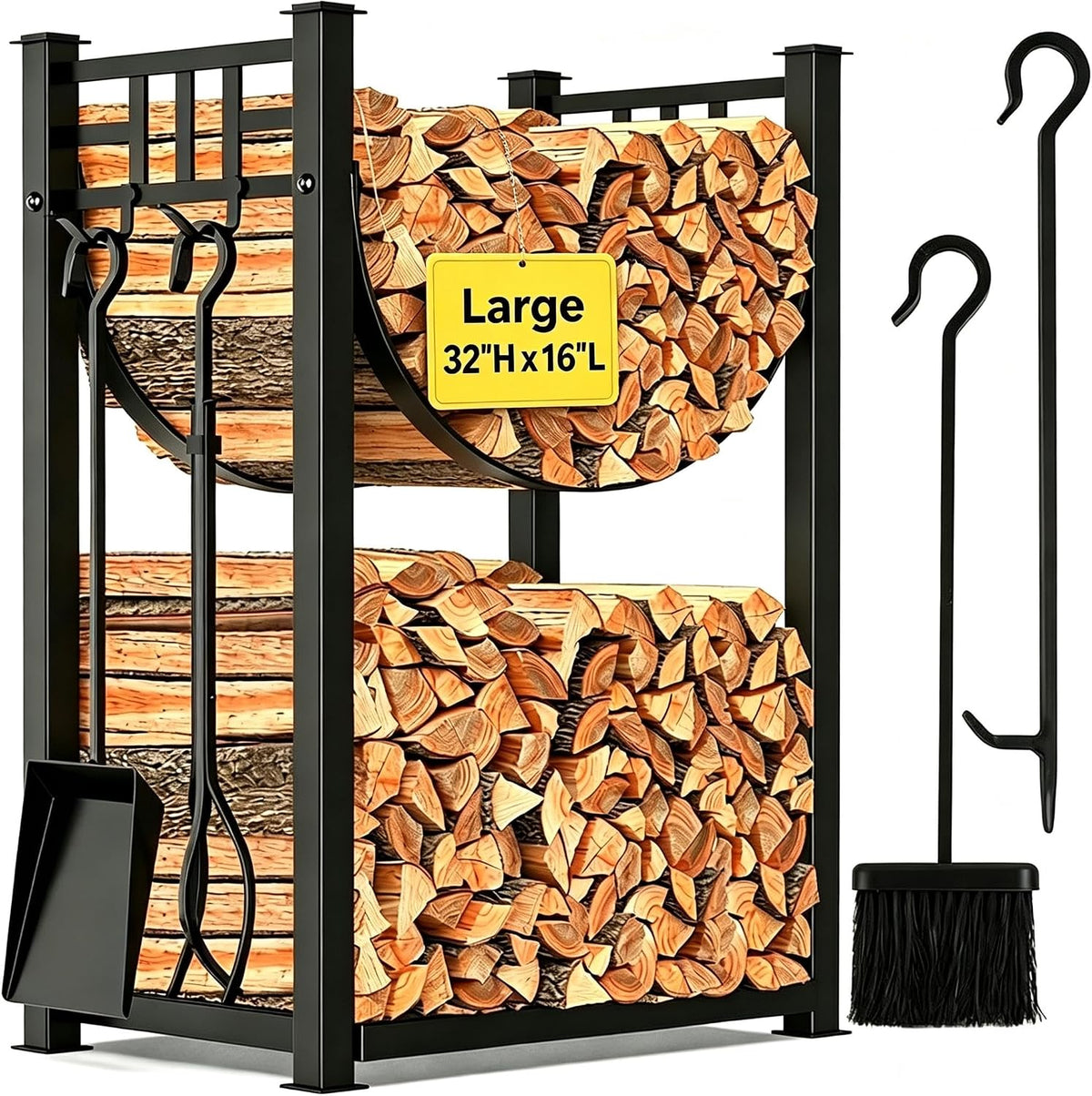 amagabeli garden & home 32in large firewood rack, main product view
