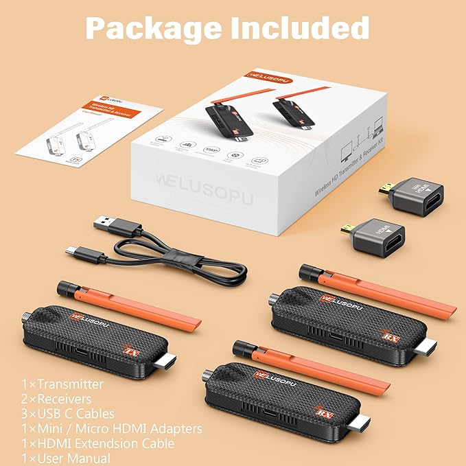 Wireless HDMI Transmitter and 2 Receivers, Support Up to 6 Receivers, 5.8G - Image 9