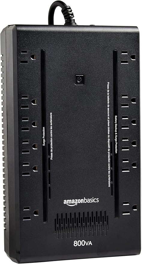 Amazon Basics UPS Battery Backup & Surge Protector 800VA/450W, 12 Outlets by AmazonBasics