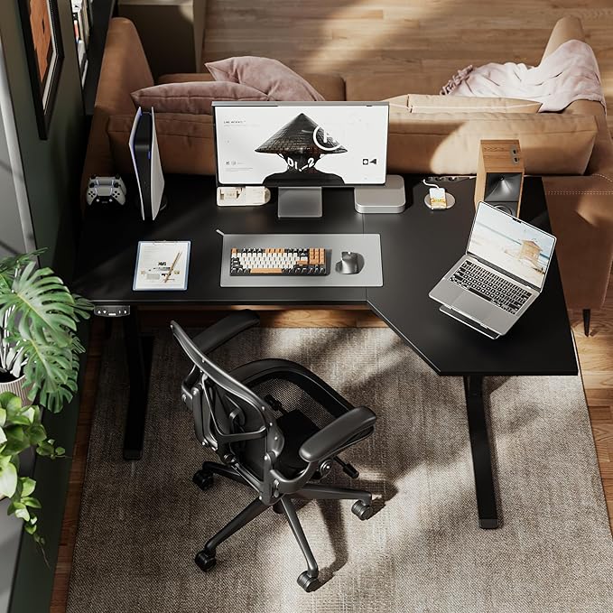 Agilestic Electric Standing L-Shaped 59 Inches Height Adjustable Desk, Sit and - Image 2