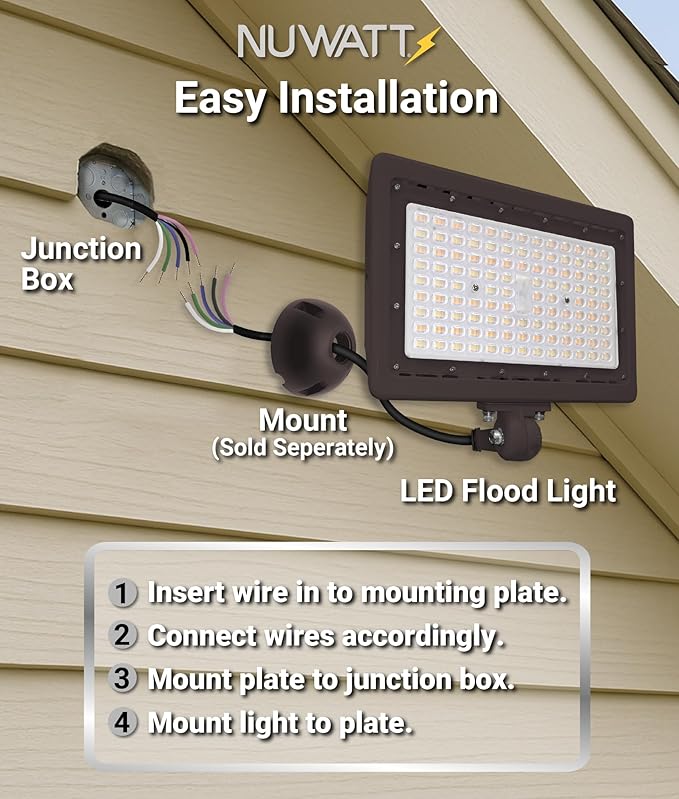 NUWATT 90W LED Flood Light, 3CCT 3000K/4000K/5000K Selectable, IP65 Waterproof - Image 9