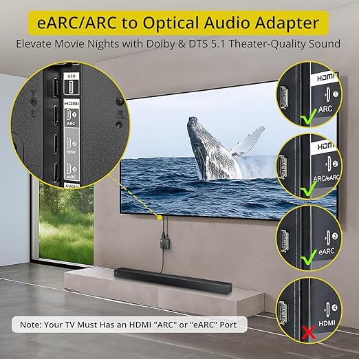 PROZOR eARC/ARC to Optical Audio Extractor, Enhanced eARC Audio Converter - Image 2