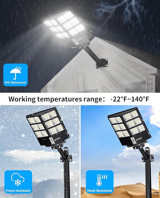 JAYNLT Y-2000W Solar Street Light, 200000LM 6500K Solar Flood Lights Outdoor - Image 7