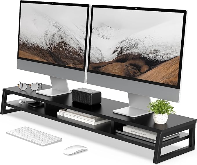 Fenge Dual Monitor Stand for Desk, 42.5in Large Monitor Riser for 2 Monitors by Fenge