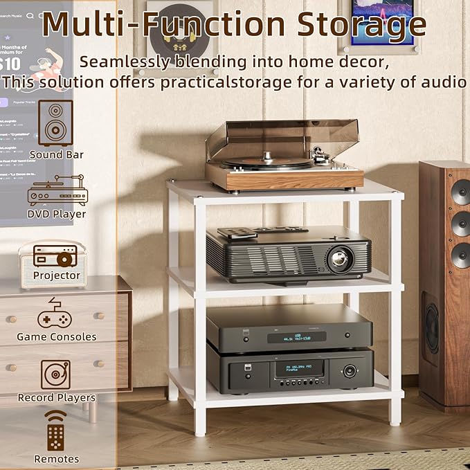 3-Tier AV Media Player Stand, Modern Stereo Cabine, Game Console Shelf - Image 5