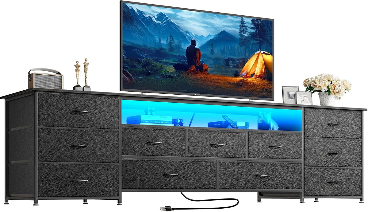 Huuger 78.7 Inch TV Stand for 75, 80 Inch TV, 11 Drawer Long Dresser