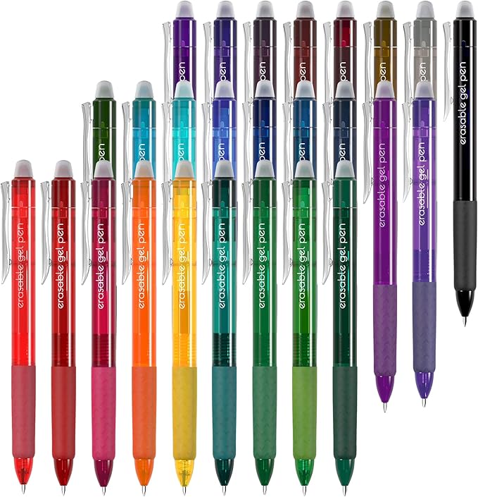 Vanstek 26 Colors Erasable Gel Pens, Retractable Erasable Pens Clicker by Vanstek