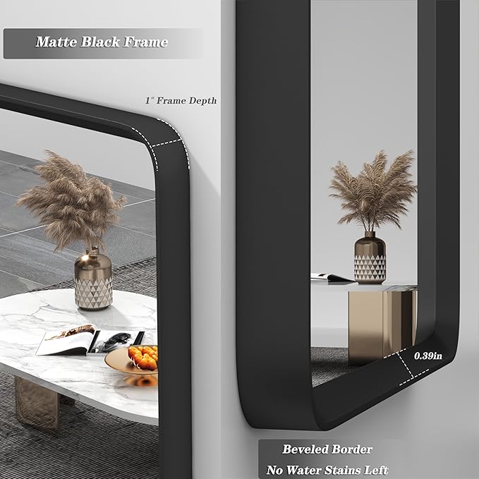 48x36 Black Matte Bathroom Mirror - Image 2