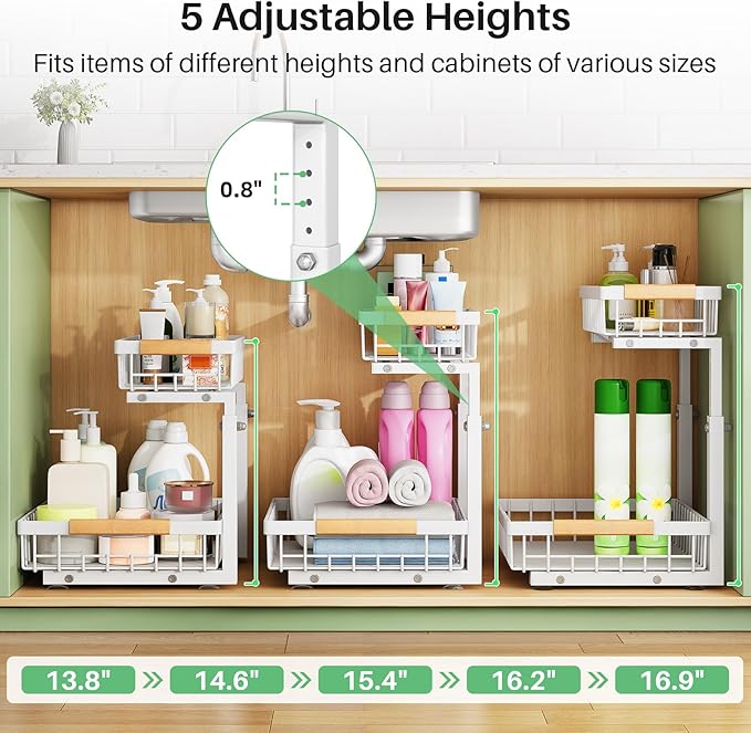 Pull out Cabinet Organizer, 1 Pack Under Sink Organizer, Slide out Metal - Image 7