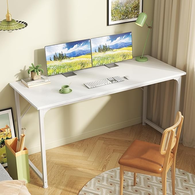Huuger Computer Desk, 55 Inch Home Office Desk, Gaming Writing Work from Home - Image 2