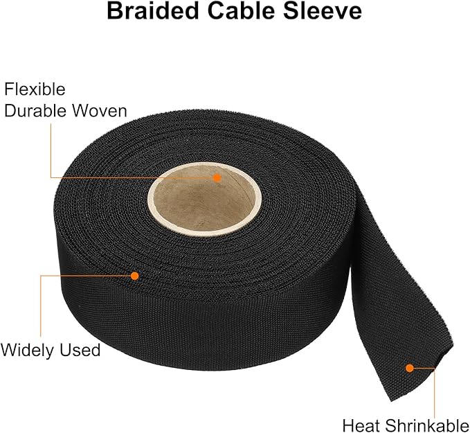 MECCANIXITY Braided Cable Sleeves Heat Shrinkable Fabric Sleeving, 1 3/8" 60ft - Image 4
