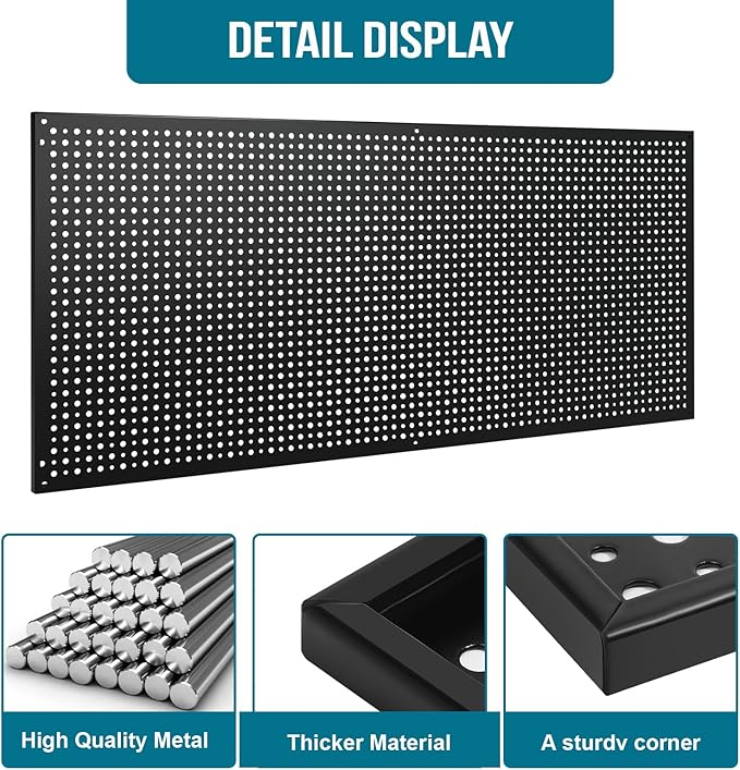 Daanxw Peg Board, 3 Pack 16-Inch X 36-Inch Heavy Duty Steel Pegboard, Heavy - Image 4