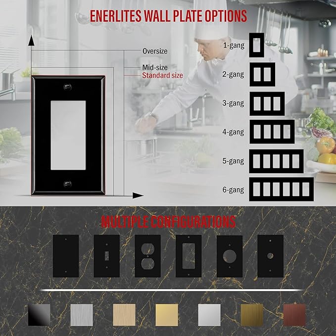ENERLITES Decorator Switch Metal Wall Plate, Outlet Cover, Corrosion Resistant - Image 4
