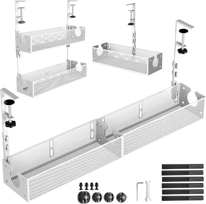 Multi-Model Under Desk Cable Management 2 Pack Metal Under Desk Wire Management by SEYHAKI
