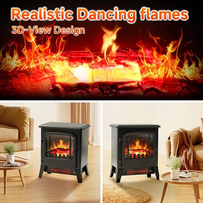 17" Freestanding Electric Fireplace Heater - Image 5