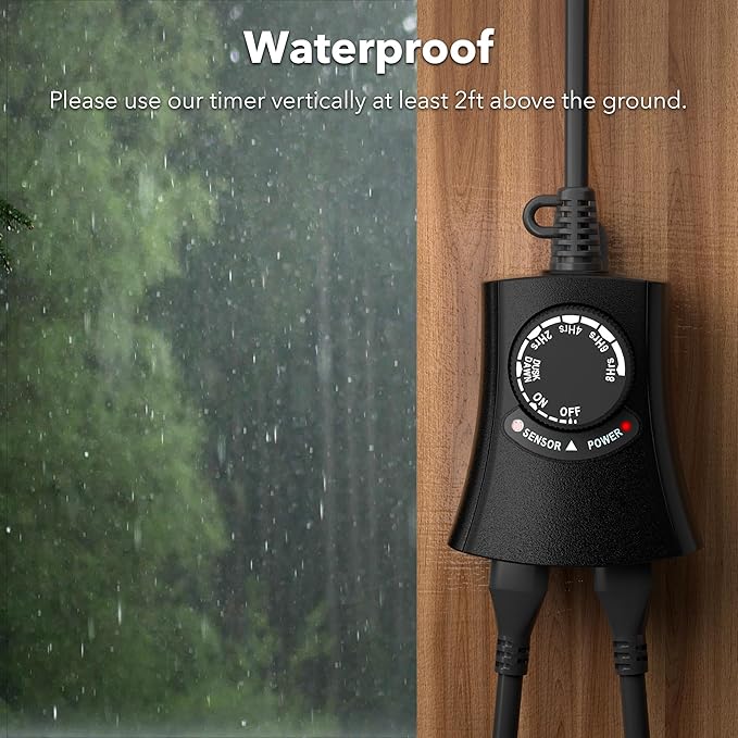 HBN Outdoor Light Timer Waterproof, Weatherproof Photocell Dusk to Dawn Light - Image 4