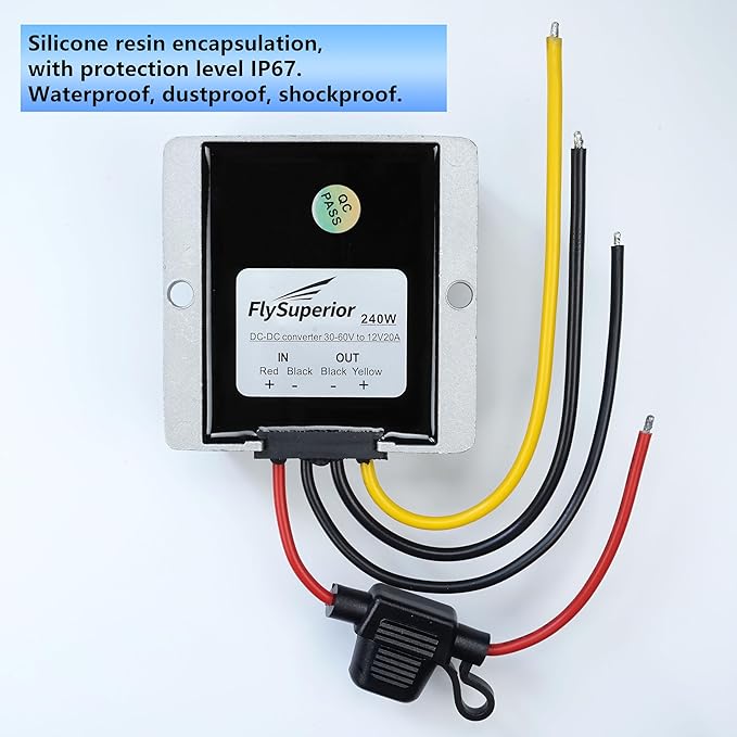 FlySuperior DC 36V 48V to 12V Step Down Converter 20A 240W Waterproof Adapter - Image 2