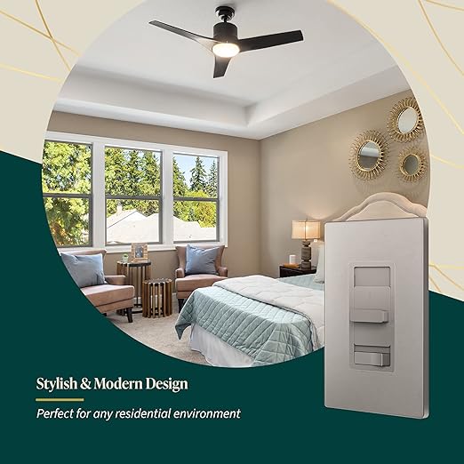TOPGREENER Kalide Light Switch and 3-Speed Ceiling Fan Control Combo, in Wall - Image 6