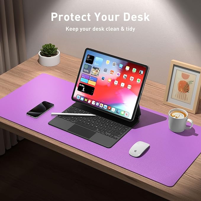 Aothia Leather Desk Pad Protector, Mouse Pad, Office Desk Mat, Non-Slip PU - Image 3