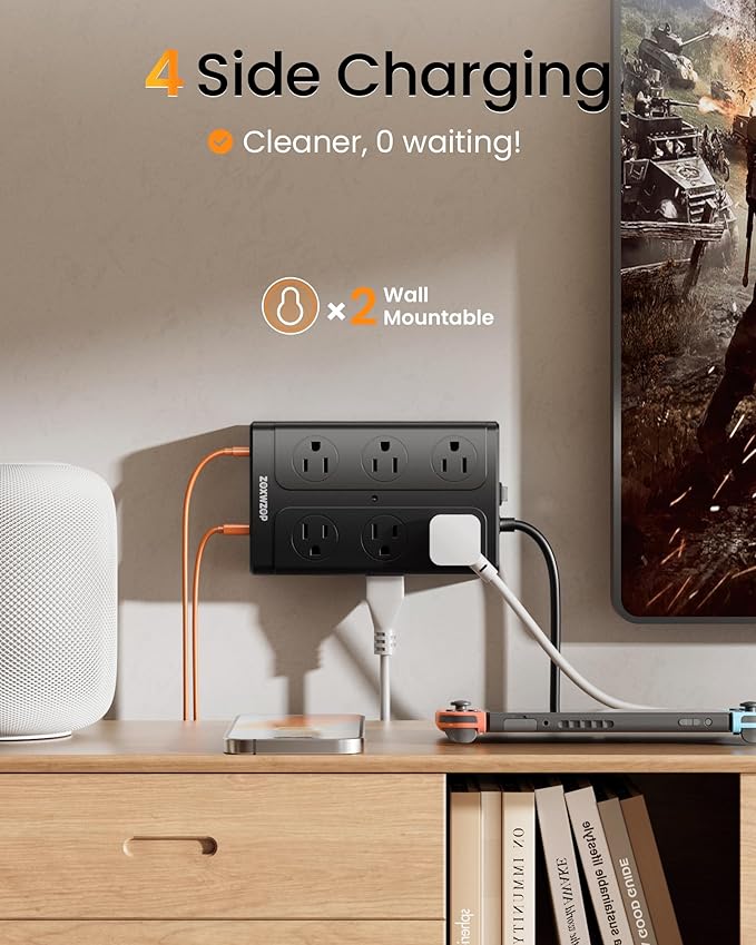 Zoxwzop Surge Protector Power Strip – 10FT Extension Cord - Image 4