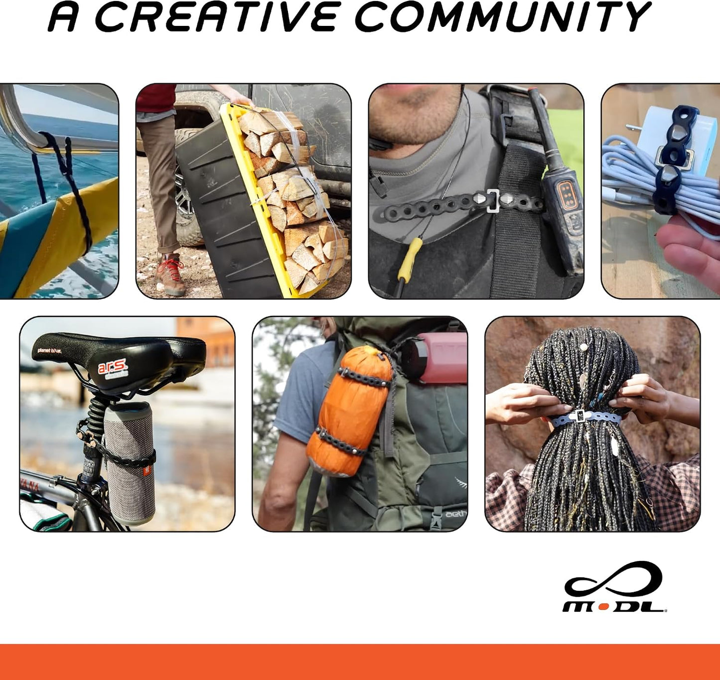Infinity Tool™ Modular Gear Straps (4-Pack) for Camping, Travel & EDC | Hundreds of modular ways to organize, secure, bundle, hang & carry gear
