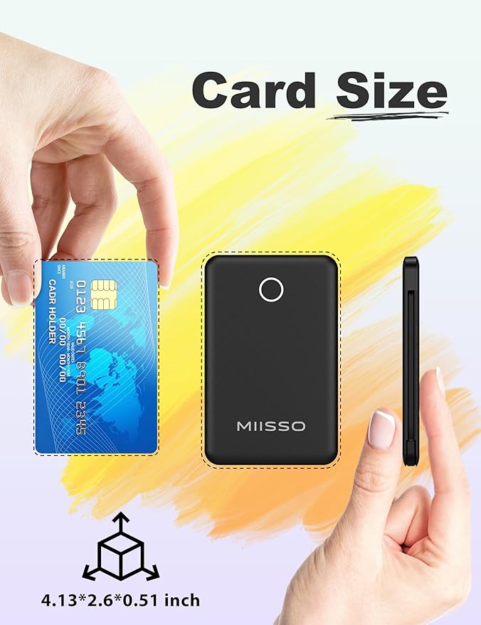miisso 6000mah Ultra Slim Built in Cables Power Bank, Card Size Built in USB C - Image 2