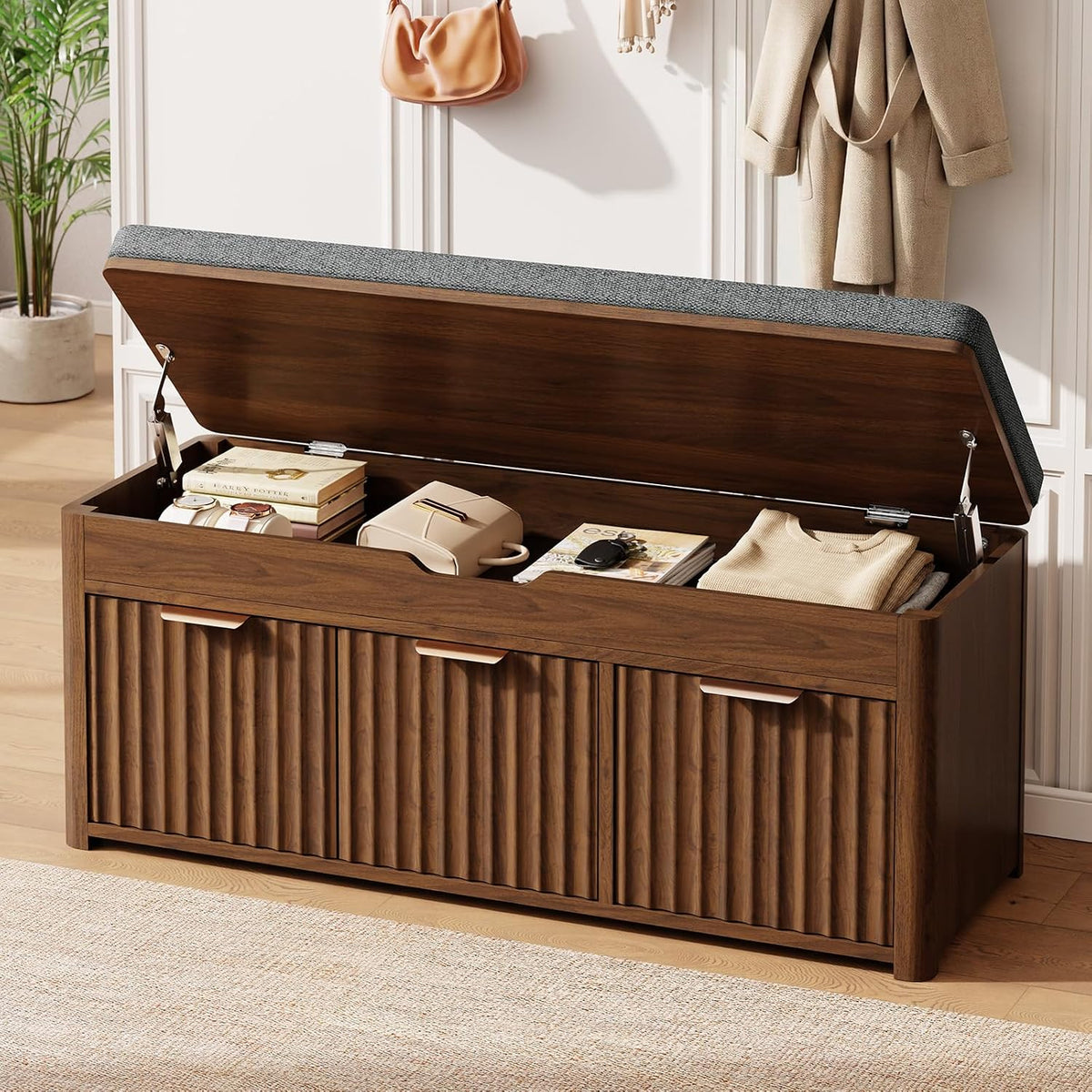 37.4" w shoe bench with storage, lift top, main product view