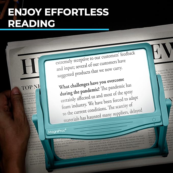 MAGNIPROS 5X Large LED Full Page Magnifying Glass w/Collapsible Hands-Free - Image 6