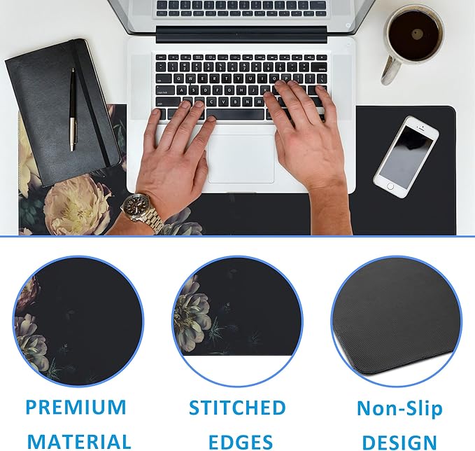 EOBKLAX Mouse Pad, Vintage Peonies Desk Mat - Image 3