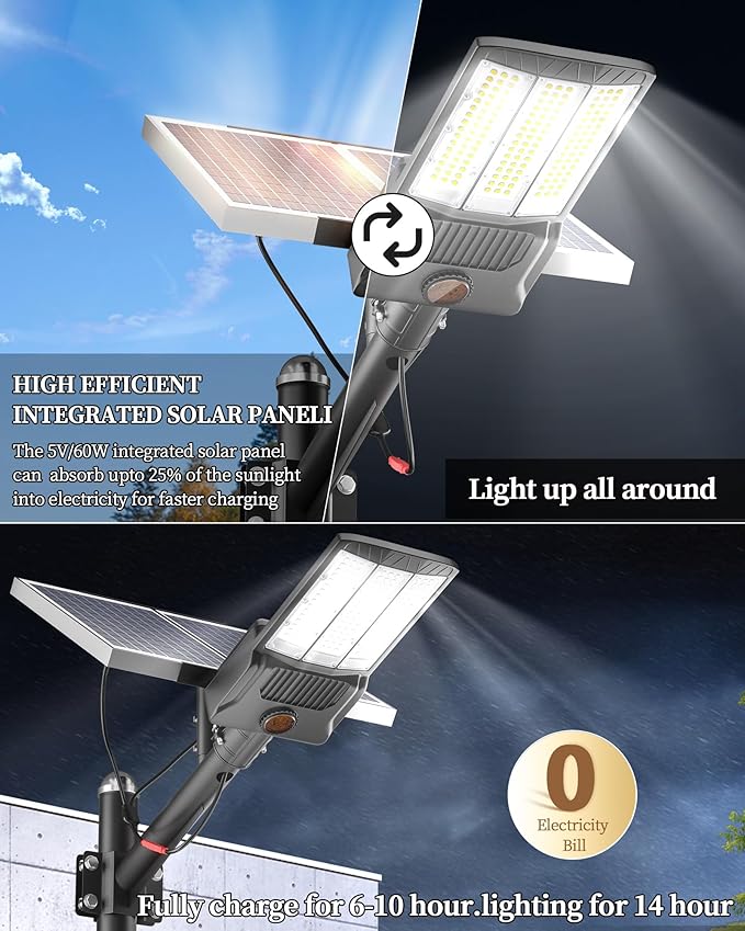Ofuray Of-9800W Solar Street Lights Outdoor, 750000Lm Solar Parking Lot Lights - Image 2
