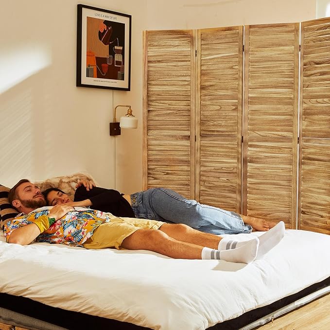 Room Dividers and Folding Privacy Screens, Wood Louvered Separators Divider Wall - Image 5