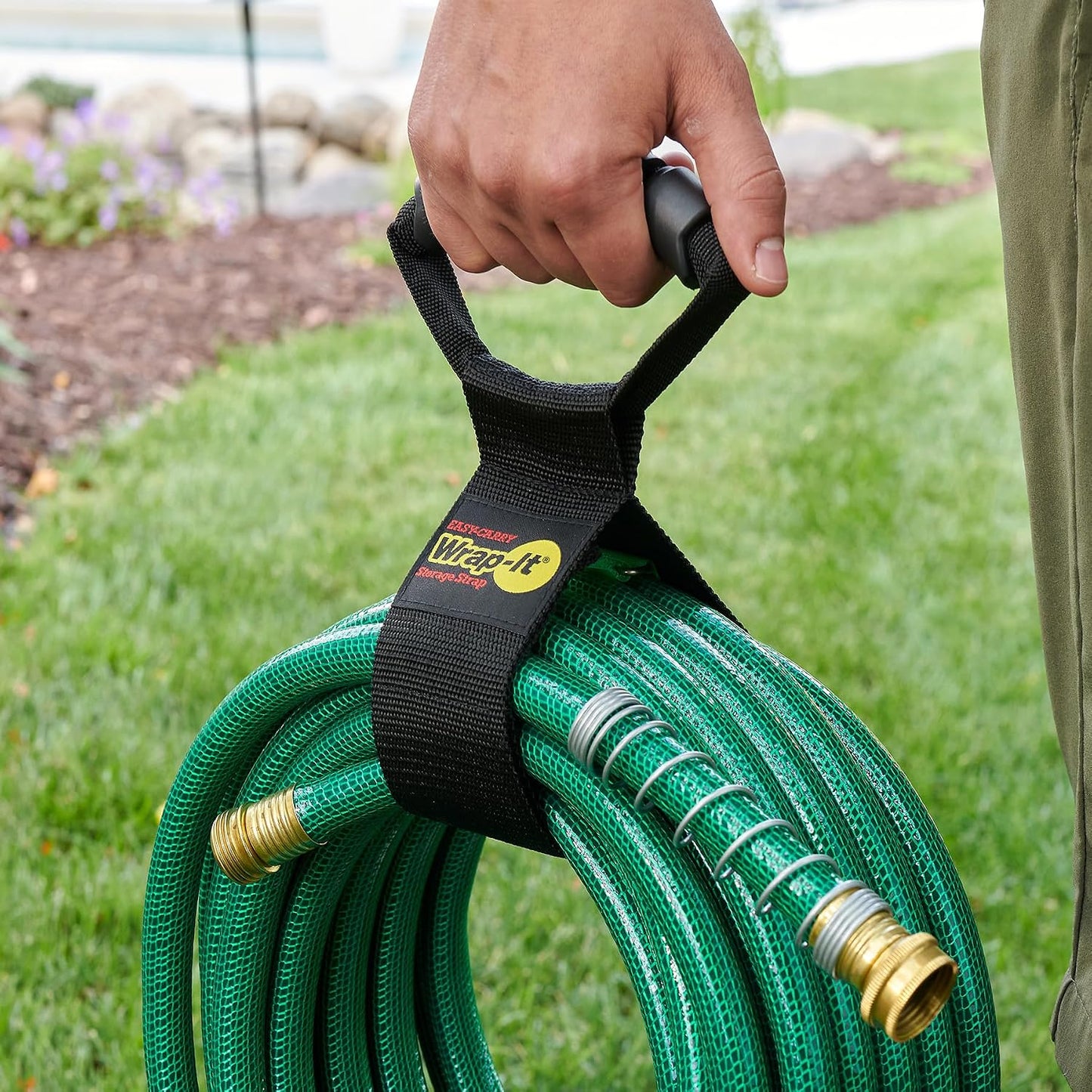 Easy-Carry Wrap-It Storage Straps - 22" (2-Pack) | Heavy-Duty Hook and Loop Cord Carrying Strap, Hanger, and Organizer with Handle for Pool Hoses, Garden Hoses, Cords, Cables