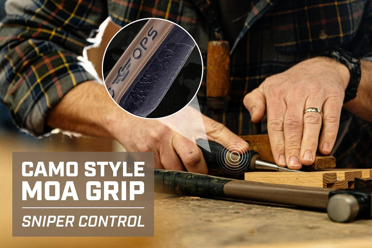 Spec Ops Tools Wood Chisel for Carpentry & Woodworking, Beveled Edge High-Carbon Steel Blade, Full Tang Shock-Absorbing Grip, 1-1/2" Blade