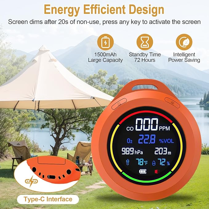 Portable Carbon Monoxide Detectors, 6-in-1 CO Detector, - Image 7
