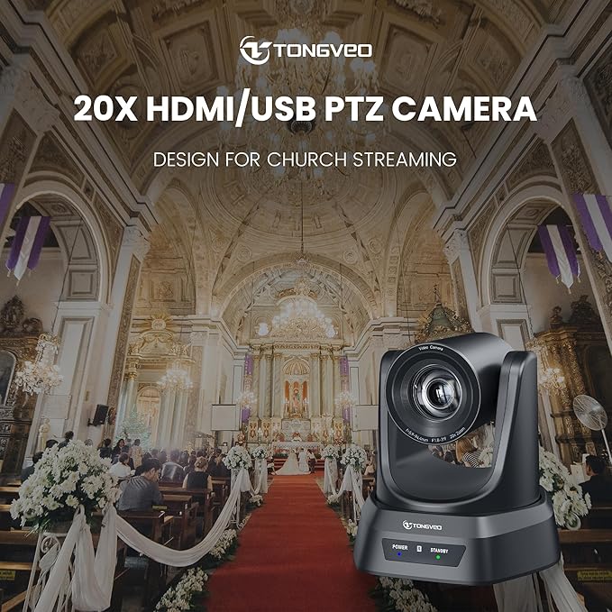 TONGVEO HDMI 20X Optical Zoom PTZ Conference Room Camera System, 1080P 60fps - Image 8