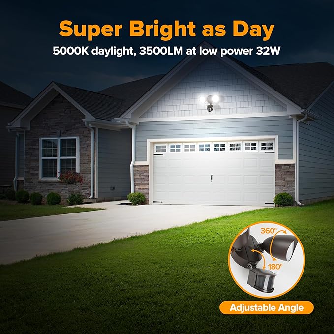 LUTEC 32W 3500 Lumen LED Security Lights Motion Sensor Light Outdoor, 5000K - Image 2