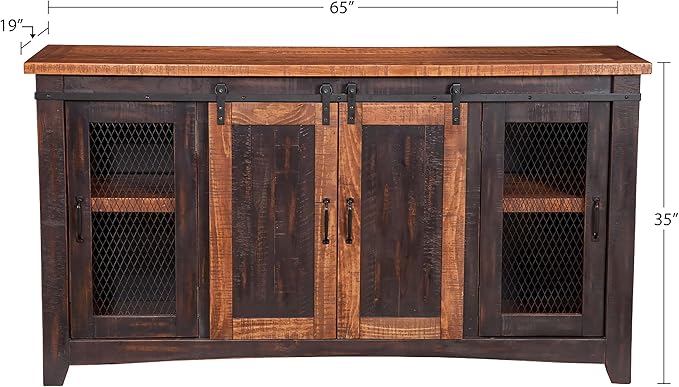 Martin Svensson Home Santa Fe Solid Wood TV Stand, Antique Black and Aged - Image 3