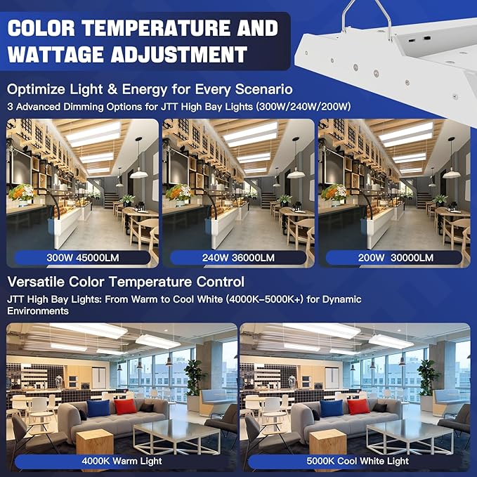 JTT LED Linear High Bay Light 300/240/200W, 3FT 45000LM Linear Shop Light - Image 8
