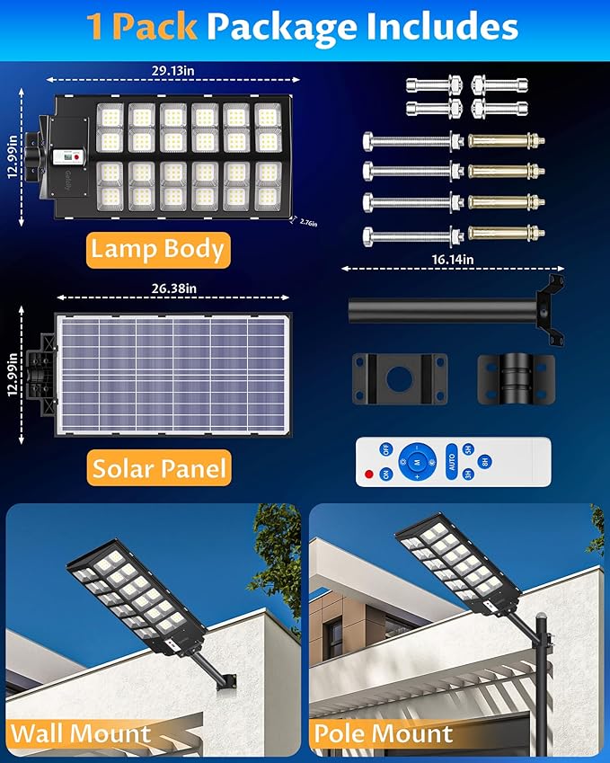 Gefolly SL-9800W Solar Street Lights Outdoor, 860000LM Commercial Parking Lot - Image 6