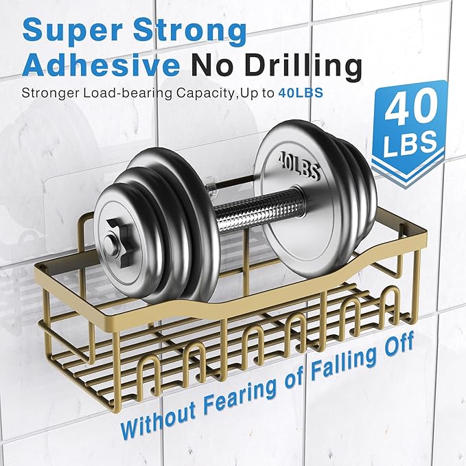 EUDELE 5-Pack Rustproof Stainless Steel Shower Caddy – No Drill Adhesive - Image 4