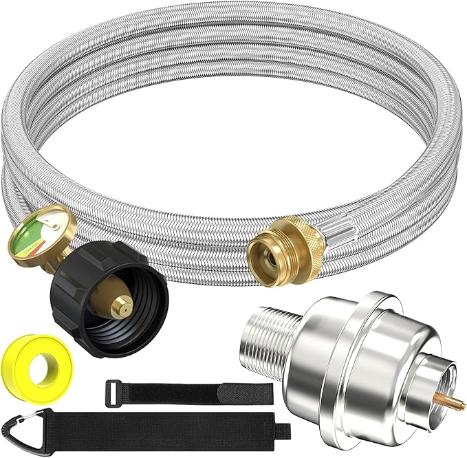 10FT Stainless Braided Propane Adapter Hose by NQN