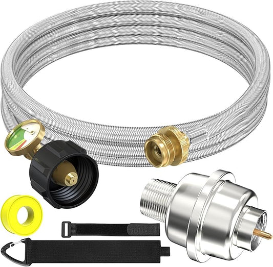 10FT Stainless Braided Propane Adapter Hose by NQN