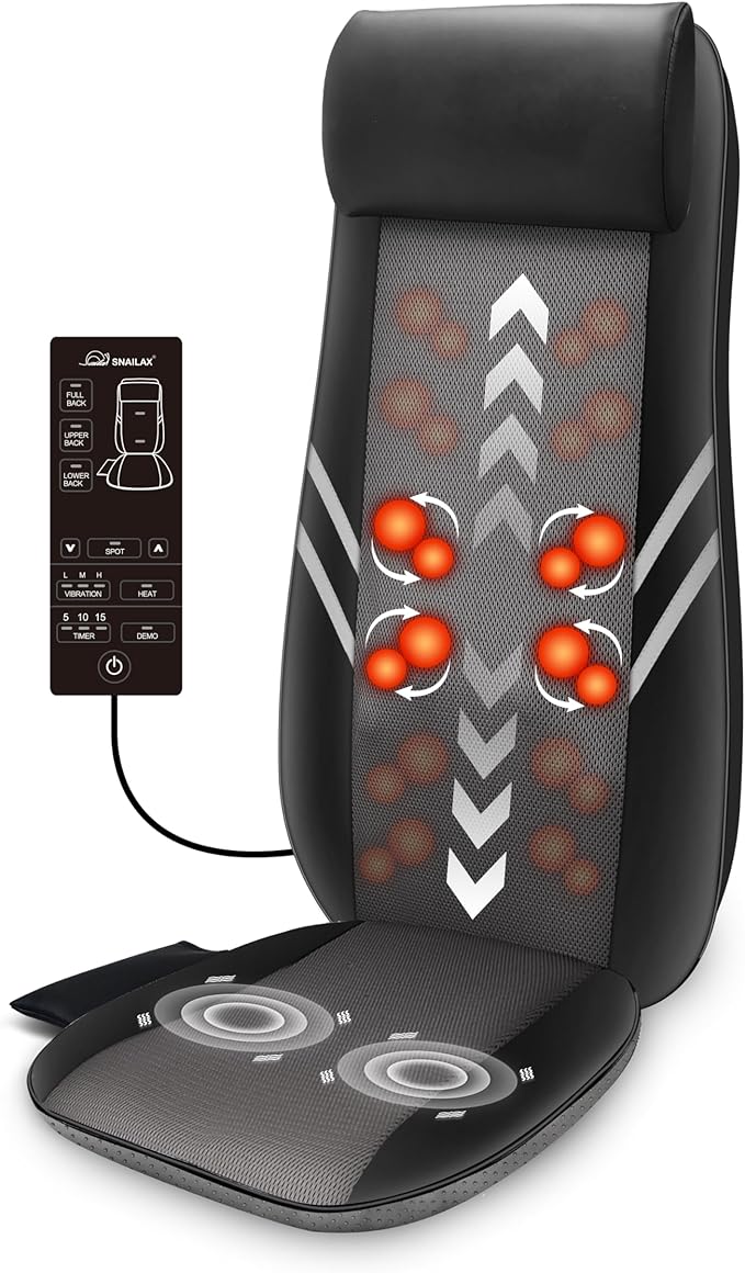 Snailax Back Massager with Heat, Shiatsu Massage Seat Cushion, 8 Flexible Nodes by Snailax