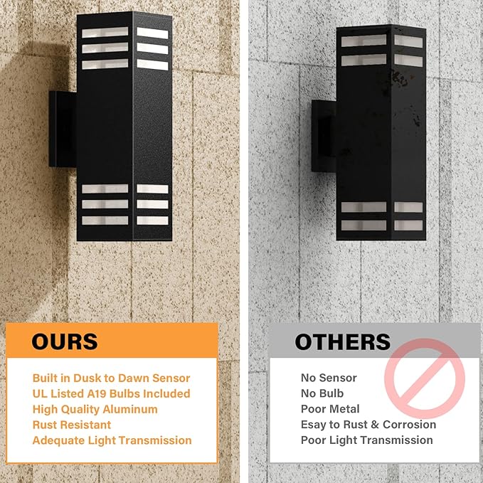 rosykite Dusk to Dawn LED Outdoor Light Fixture Wall Mount, Modern Exterior - Image 8