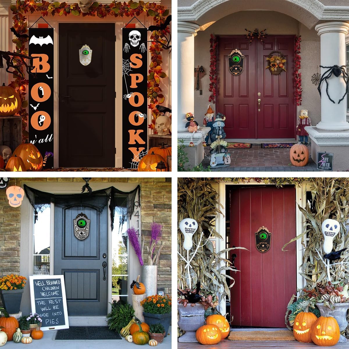 Halloween Doorbell Decorations, Animated Eyeball Doorbell with Scary Sounds Spooky Witch Accessory with Illuminated Eyeglobe for Party Haunted House Party