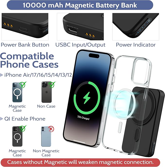 Smtcsl 3-in-1 Wireless Charging Station: Portable 10000mAh Power Bank Charger - Image 3