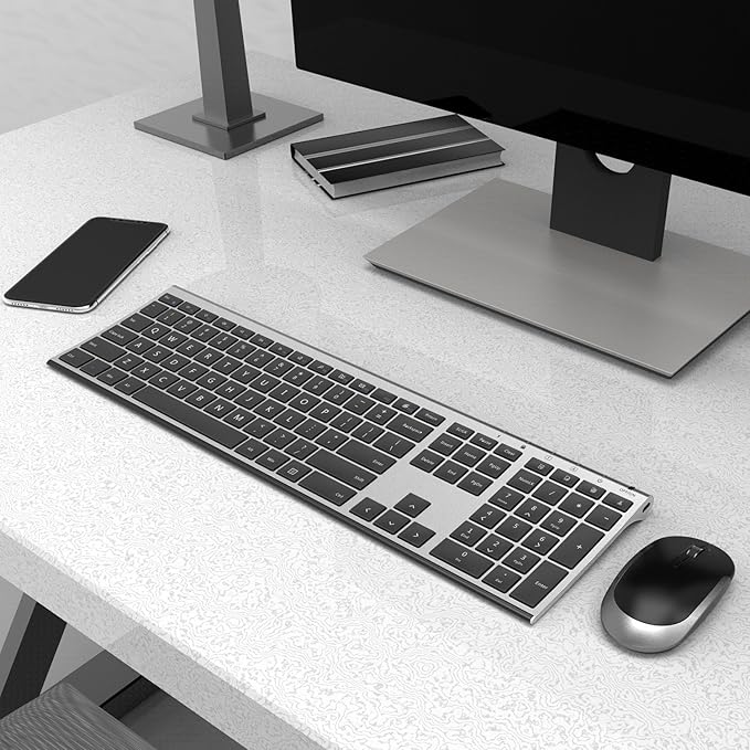 Wireless Keyboard and Mouse, Vssoplor Rechargeable Quiet Full-Size Keyboard and - Image 7