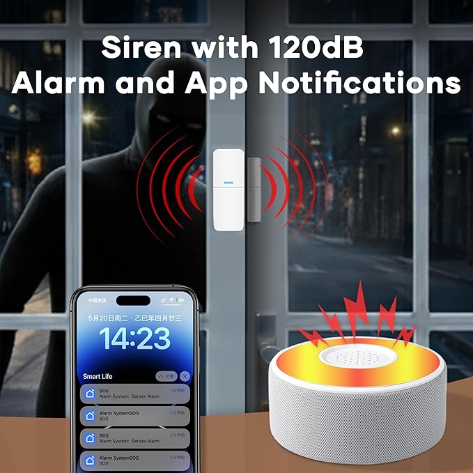tolviviov WiFi Smart Door/Window Alarm System 8-Piece Kit – App Alerts - Image 2