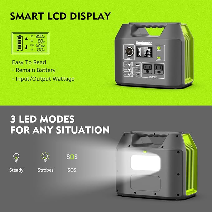 EnginStar Solar Generator, 300W Portable Power Station, 296Wh Lithium Battery - Image 7